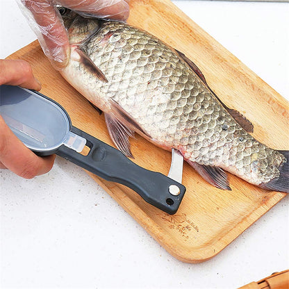 Fish Scaler with Knife, Scales Scraper with Lid Cover, 2 in 1