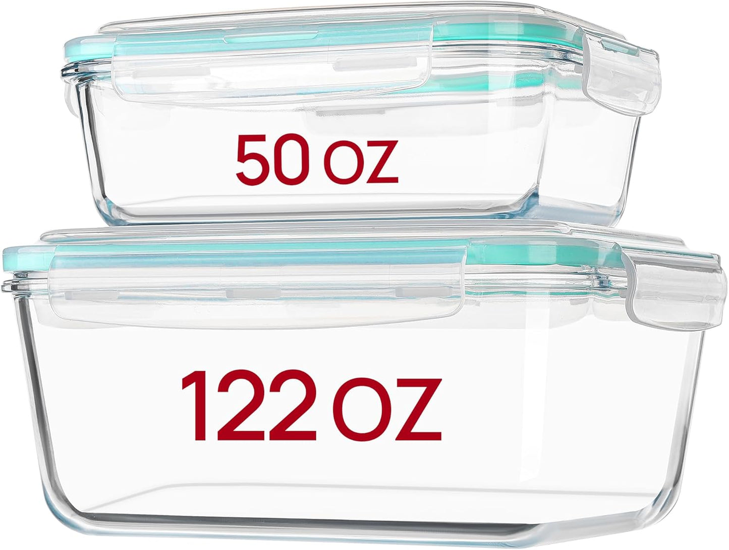 Vtopmart 2.26L/76oz Extra Large Glass Food Storage Containers with Lids, 6 pack Meal Prep Container Set, Airtight Lunch Boxes with Snap Locking Lids for Microwave, Oven, Freezer, Dishwasher
