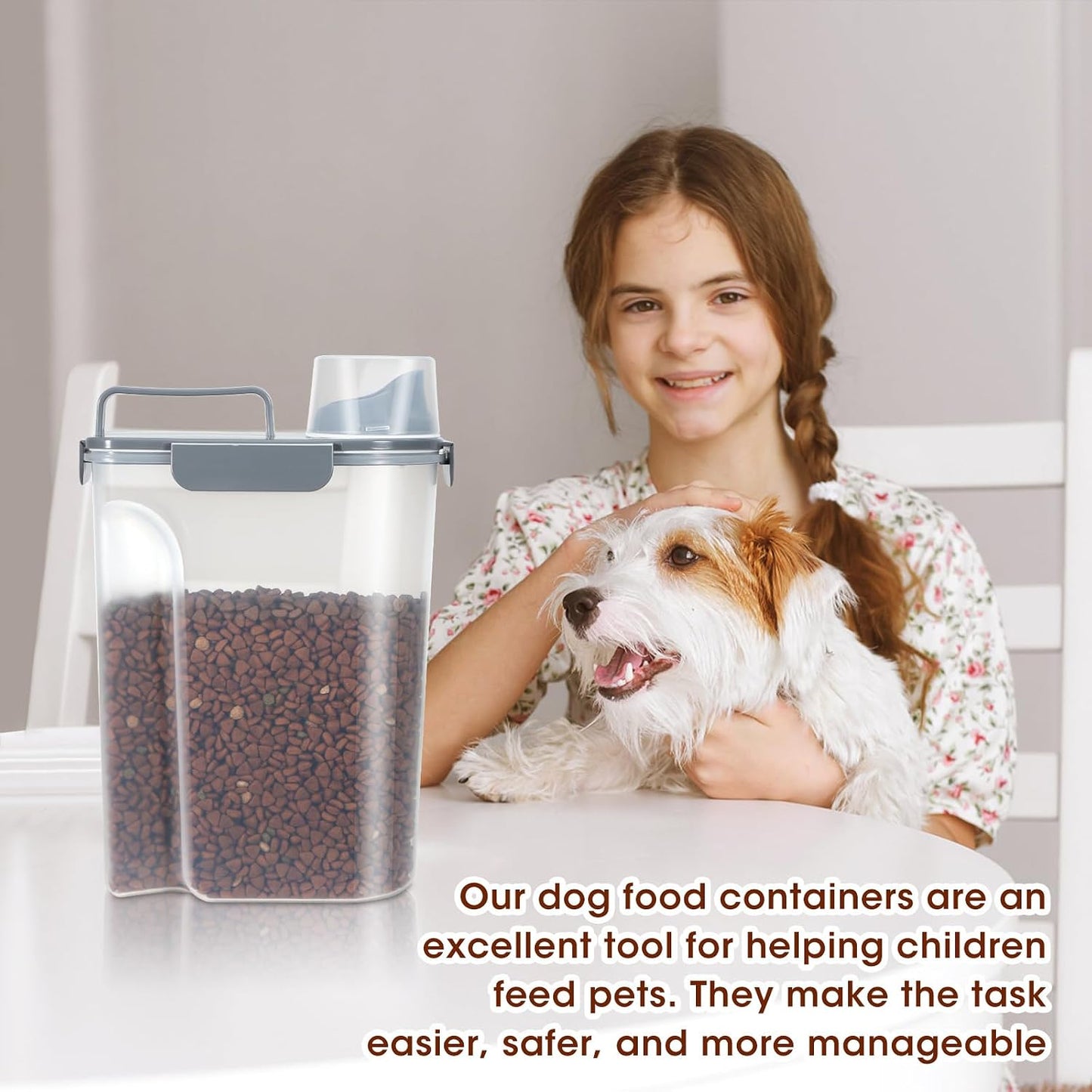 TBMax Pet Food Storage Containers 2 Pack 8-10 Lbs Airtight Dog Food Container Dispenser with Large Spout & Portable Handle, Travel Dog Treat Cat Food Storage Bin Bird Seed Container