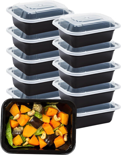 Green Direct Lunch Box Sets/Large Food Container with Lid / 2 Compartment Bento Box, Microwaveable, Freezer & Dishwasher Safe, Leak Proof, 10 Pack
