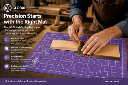 KC GLOBAL A3 (19"x13") Professional Grade Self-Healing Cutting Mat (Purple) - Odor-Free, Double-Sided, Eco-Friendly, Non-Slip, Premium Desk mat for DIY, Crafting, Model Building,and Art Projects