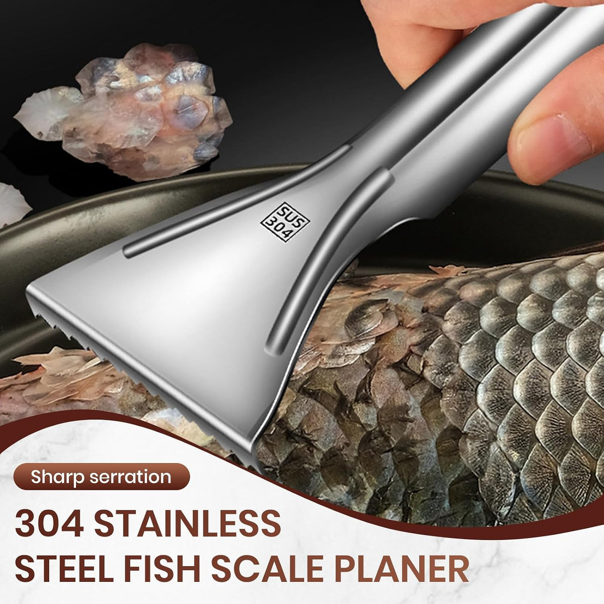 Sharp Stainless Steel Fish Scaler, 2025 NEW 304 Stainless Steel Fish Scaler Remover, Sawtooth Fish Descaler Tool for Family Kitchen, Seafood Markets
