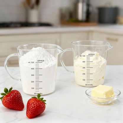 Glass Measuring Cup,Liquid Measuring Cups with 3 Scale(700ml,24oz,3cups) for Kitchen,Restaurant Baking,Cooking,Prepping