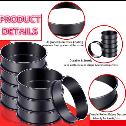 DATANYA Crumpet Rings NONSTICK English Muffin Ring 4 Inch - Stainless Steel Double Rolled Tart Rings Round Metal Cookie Pastry Ring Molds for Baking Cooking