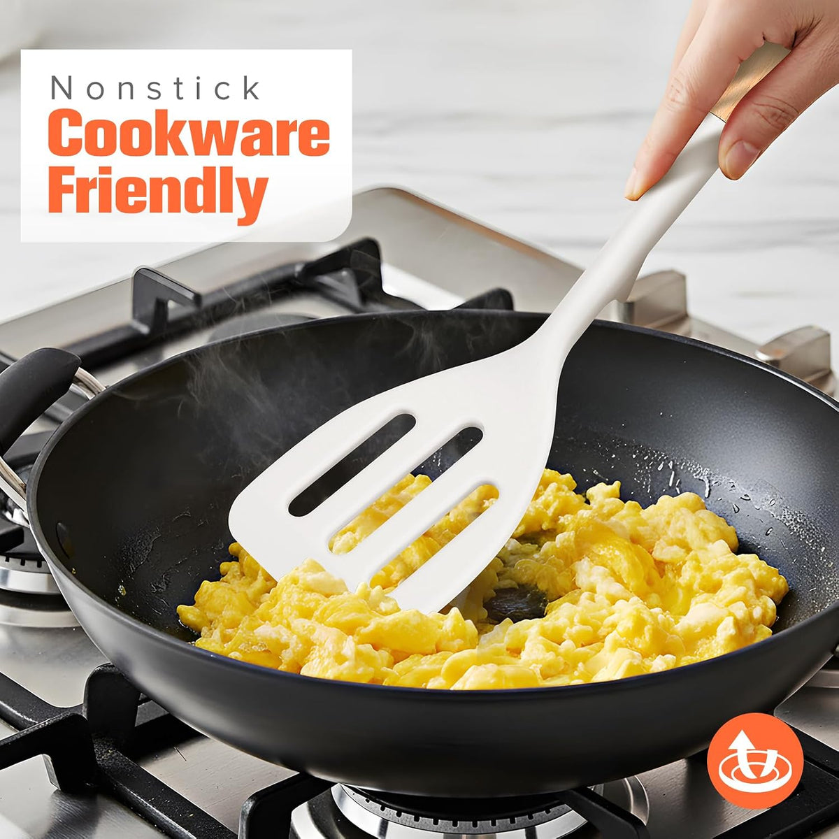 Extra Large Silicone Spatula Turner Set with Wooden Handle