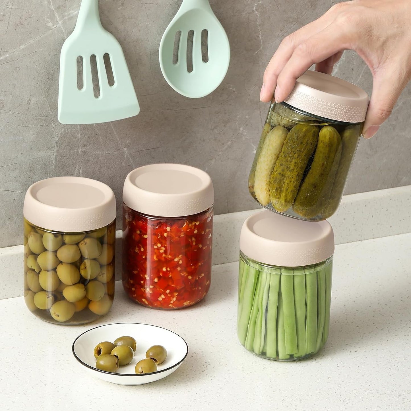 NETANY 6-pack 10oz Glass jars with Airtight Lids, Overnight Oats Containers with Lids, Wide mouth Mason Salad jars, Glass Food Storage Containers for Snacks Yogurt Spice Sugar