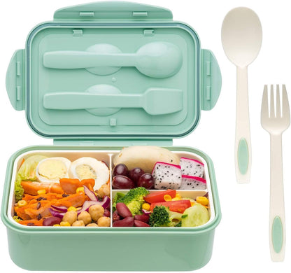 Bento Boxes for Adults - 1100 ML Bento Lunch Box Container For Kids With Spoon & Fork - Durable Perfect Size for On-the-Go Meal, BPA-Free and Food-Safe Materials(Grey)