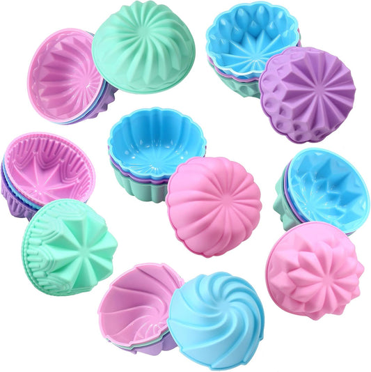 To encounter Silicone Cupcake Baking Cups, Food Grade Non-Stick Muffin Liners, Reusable 3 Inch Silicone Molds, 6 Shapes Pack of 24