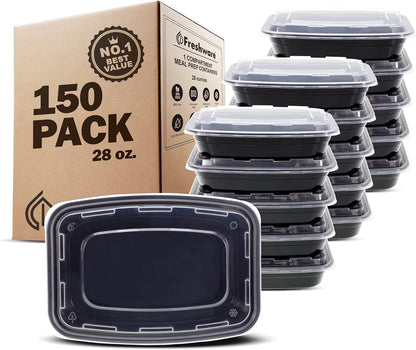 Freshware Meal Prep Containers [15 Pack] 1 Compartment Food Storage Containers with Lids, Bento Box, BPA Free, Stackable, Microwave/Dishwasher/Freezer Safe (28 oz)