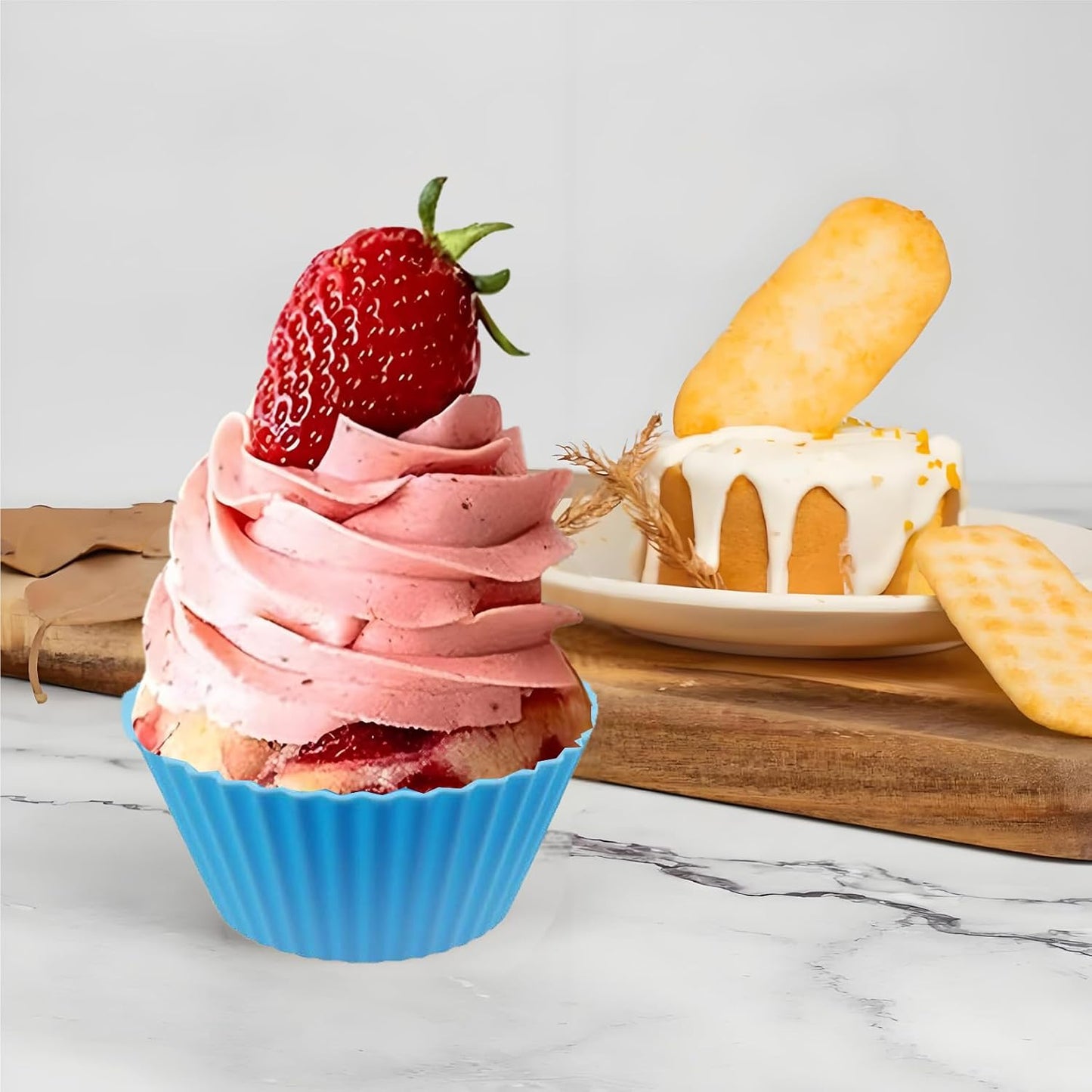 12 PCS Multicolored Silicone Cupcake Baking Cups, Reusable Muffin Liners Easy Clean Non-Stick Cupcakes for Party, Gift (Round)