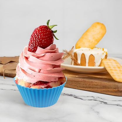 12 PCS Multicolored Silicone Cupcake Baking Cups, Reusable Muffin Liners Easy Clean Non-Stick Cupcakes for Party, Gift (Round)