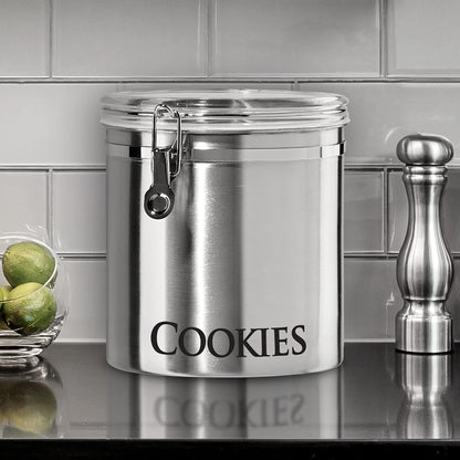 Oggi Jumbo 8" Stainless Steel Flour Clamp Canister - Airtight Food Storage Container Ideal for Kitchen & Pantry Storage of Flour or other Bulk, Dry Foods.