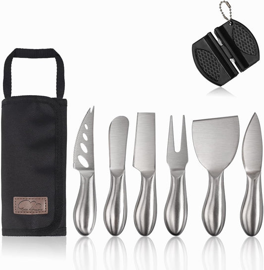 6-Piece Cheese Knife Set, Premium Stainless Steel, Storage Bag