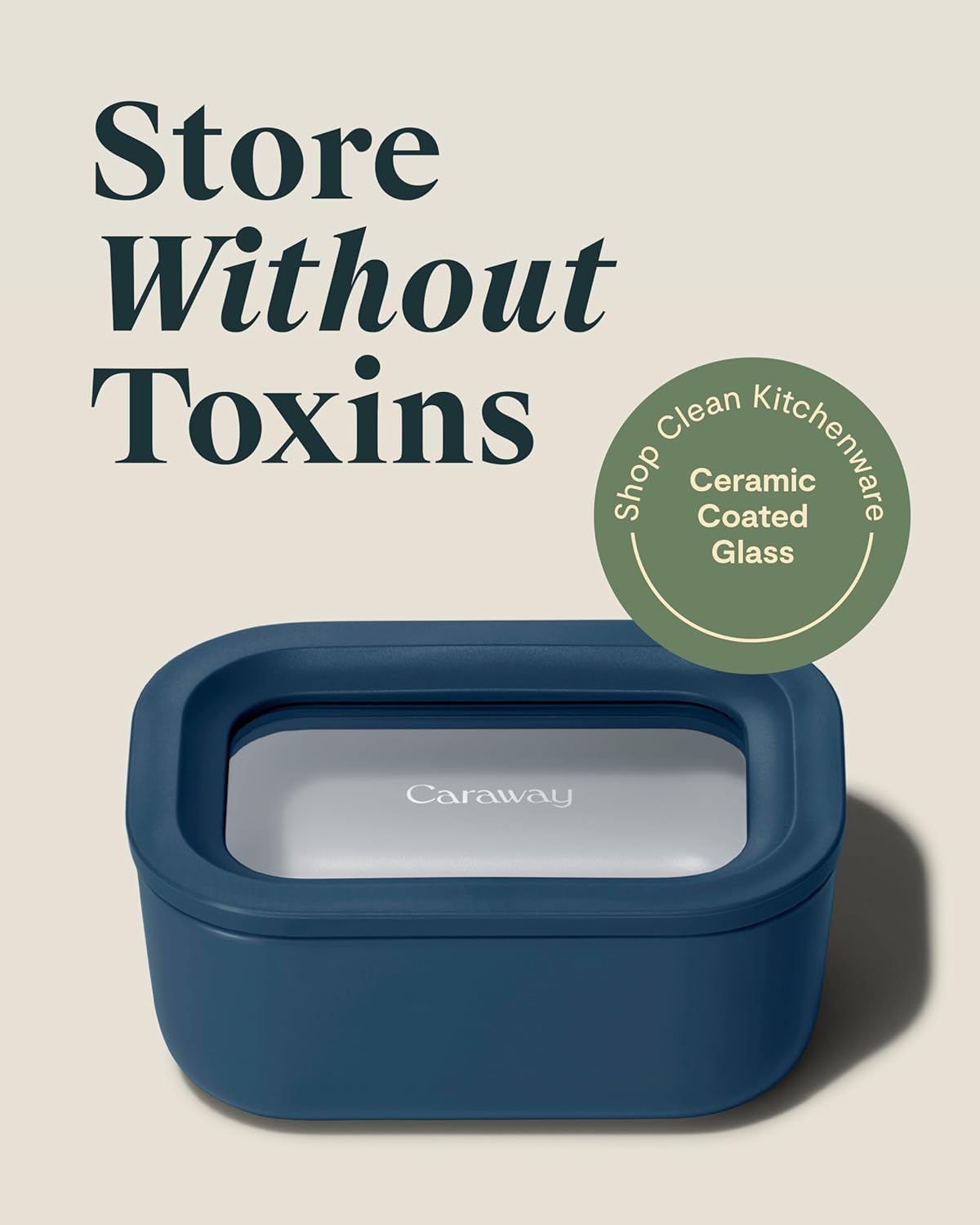 Caraway Glass Food Storage - 4.4 Cup Glass Container - Ceramic Coated - Easy to Store, Non Toxic, Non Stick Lunch Box Container with Lids - Dishwasher, Oven, & Microwave Safe - Mist