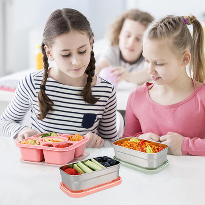 Caperci 25oz Stainless Steel Food Containers, 3-Pack Bento Lunch Box with Silicone Lids, Leak-Proof Reusable Meal Prep Container for Sandwiches & Snacks, BPA-Free (720ML)