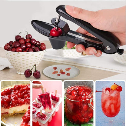 Cherry Pitter Tool,Cherry Pitter Cherry Stone Remover Tool for Making Cherry Jam Cherries Corer Pitter Tool，Cherry Pitter Olive Pitter with Space-Saving Lock Design, Black