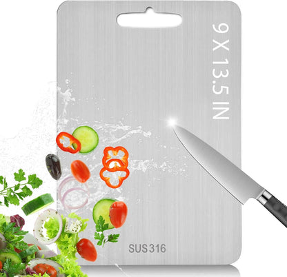 Kant Stainless Steel Cutting Board with Lip, Steel Cutting Boards for Kitchen Non-Toxic Dishwasher Safe Chopping & Kneading Board for Dough Meat/Vegetable/Fruit/Bread/Baking Gift-Ready(S+L)