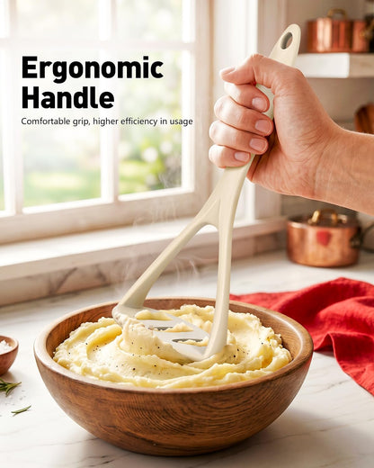 2-Pack Silicone Potato Masher - Heavy Duty, Non-Scratch, Dishwasher Safe
