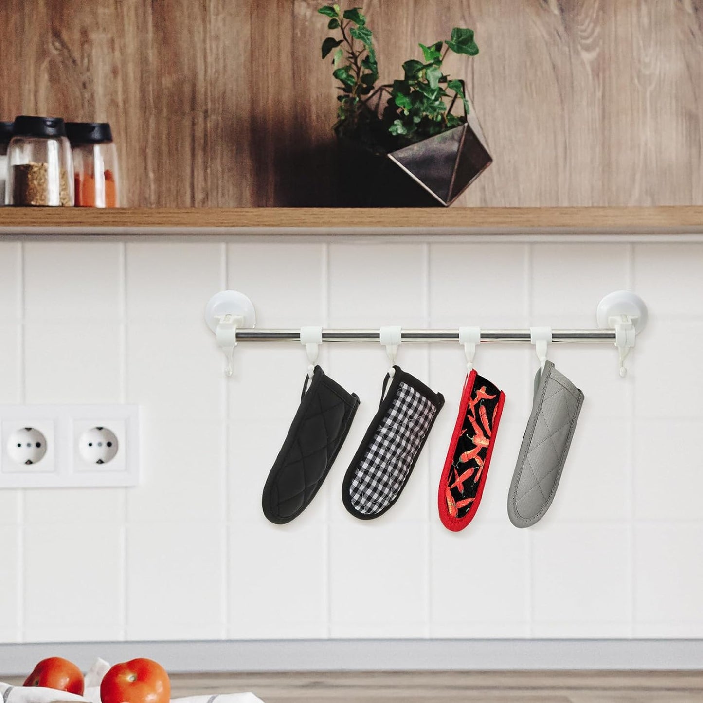 Patelai 4 Pcs Cast Iron Skillet Handle Covers Heat Resistant Pot Handle Covers Non Slip Cotton Pot Sleeves Holder Mitts Machine Washable for Kitchen Baking Cooking Cookwares(Striped Style)