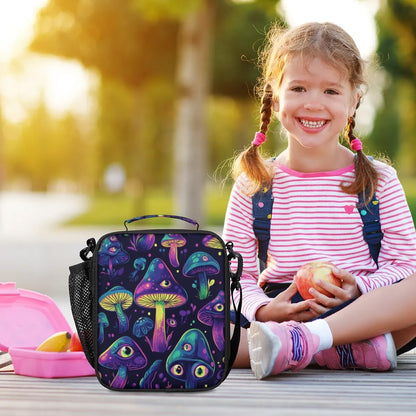 Insulated Lunch Box for Girls Kids Axolotl Lunch Bags Reusable Portable Lunchbox with Adjustable Shoulder Strap and Water Bottle Holder for Work School Travel