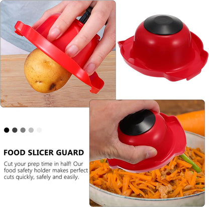 ULTECHNOVO Red Food Safety Holder for Mandoline Slicer, Universal Finger Guard for Vegetable Grating & Slicing, Plastic Hand Protector with Metal Pins for Potato Lemon Cheese