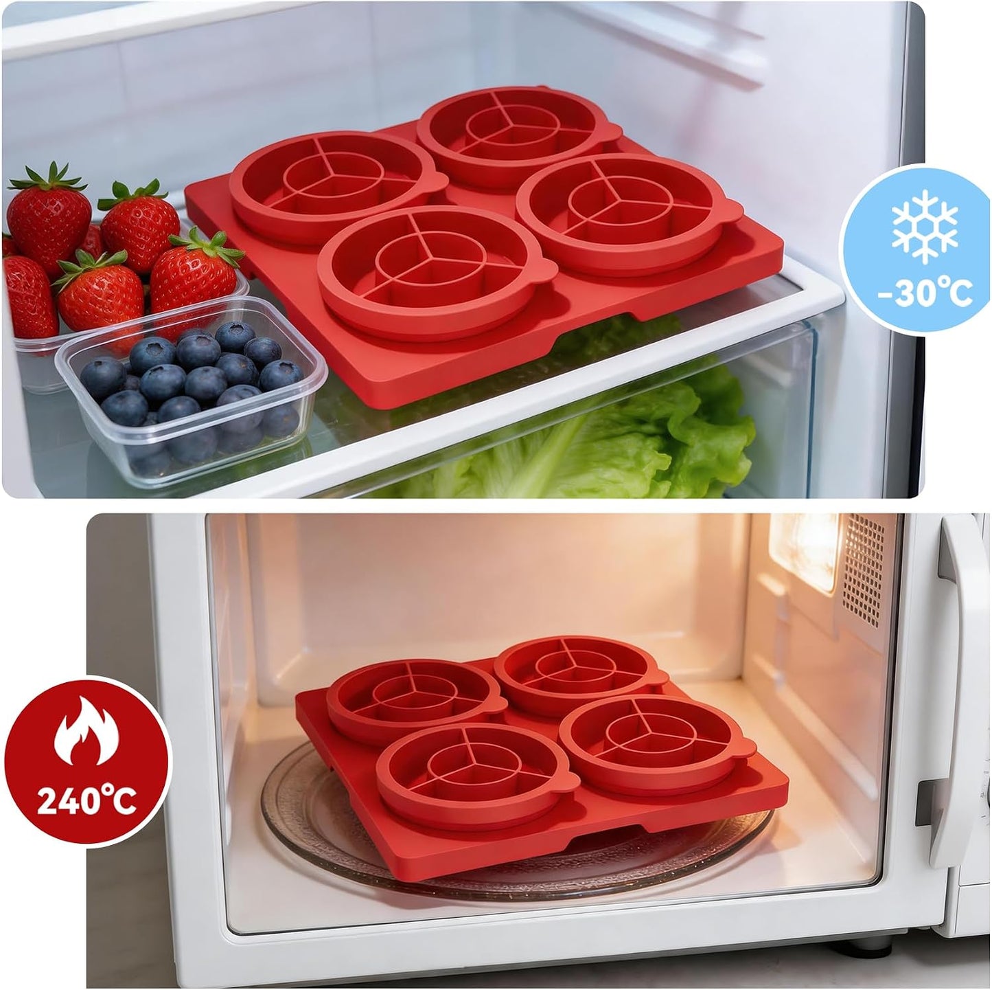 Hamburger Patty Press Maker, Silicone Burger Press Mold with Lid,4 Sealed Cavities,4.5 inch, Adjustable Thickness (1/4-1/2lbs) Hamburger Patty Container, Non-Stick,for Grill, BBQ, Meal Prep