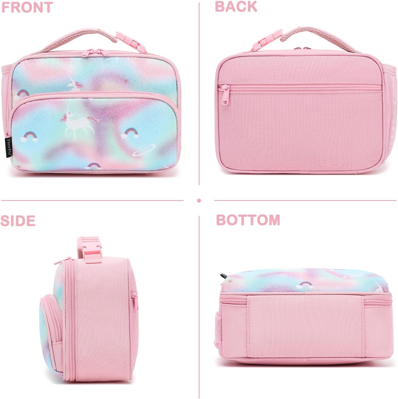 FlowFly Kids Lunch box Insulated Soft Bag Mini Cooler Back to School Thermal Meal Tote Kit for Girls, Boys, Astronaut - Colors B