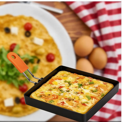 Hhyn Round & Square Egg Rings Set with Orange Silicone Handle