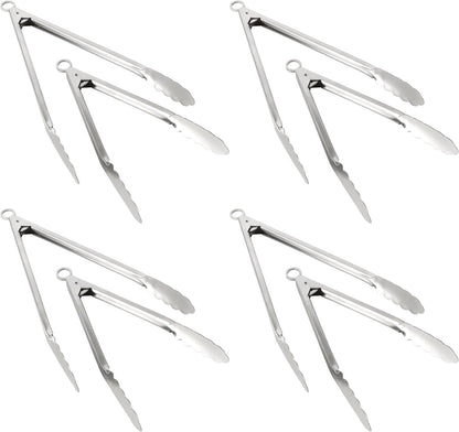 Martha Stewart Richburn 2-Piece Stainless Steel Tongs Set – 12-Inch and 9-Inch Kitchen Tongs for Grilling, Serving, and Cooking
