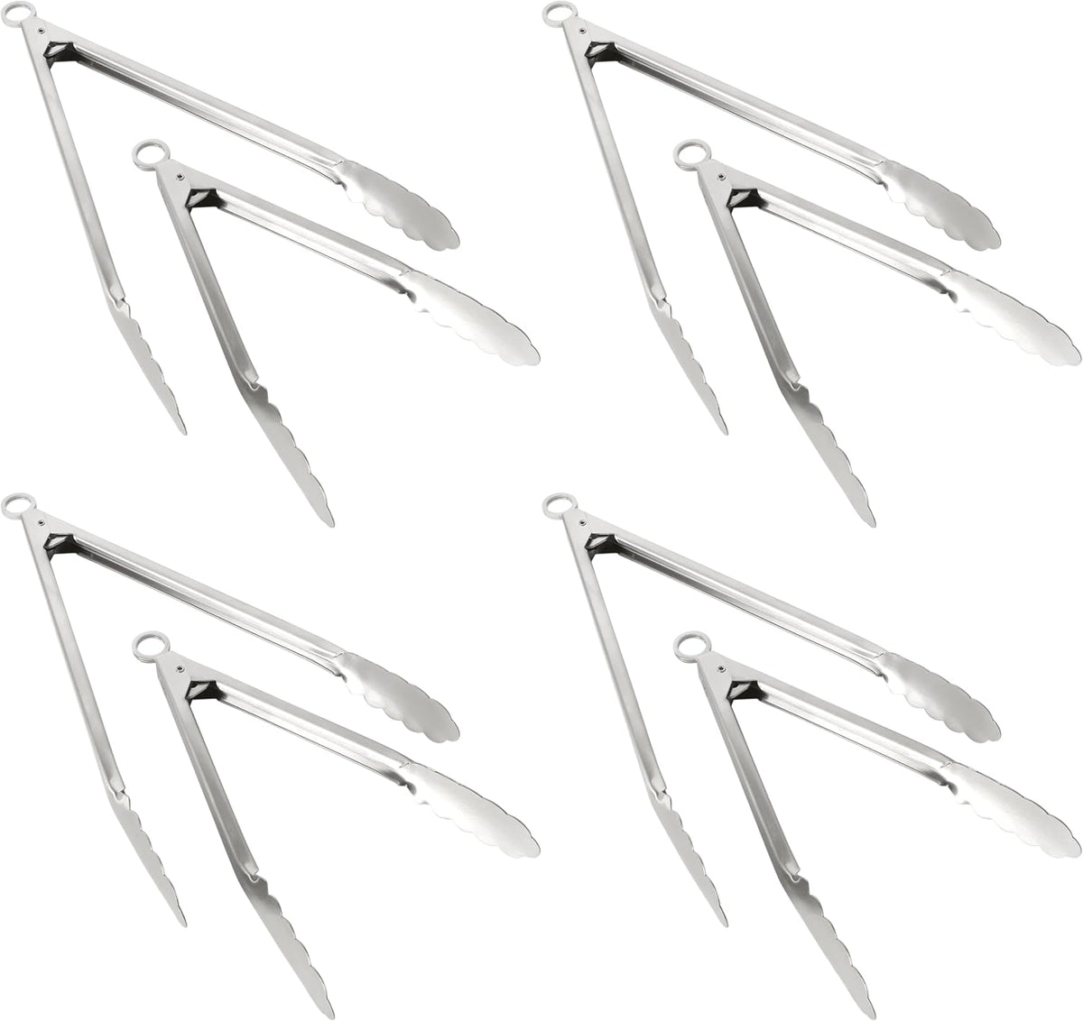Martha Stewart Richburn 2-Piece Stainless Steel Tongs Set – 12-Inch and 9-Inch Kitchen Tongs for Grilling, Serving, and Cooking