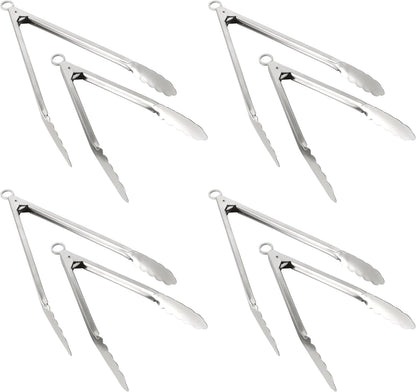 Martha Stewart Richburn 2-Piece Stainless Steel Tongs Set – 12-Inch and 9-Inch Kitchen Tongs for Grilling, Serving, and Cooking