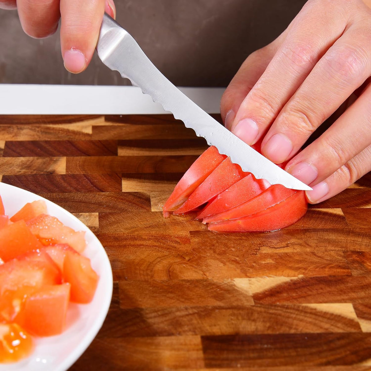 Omesata Tomato Knife, Tomato Slicing Knives Serrated Blade