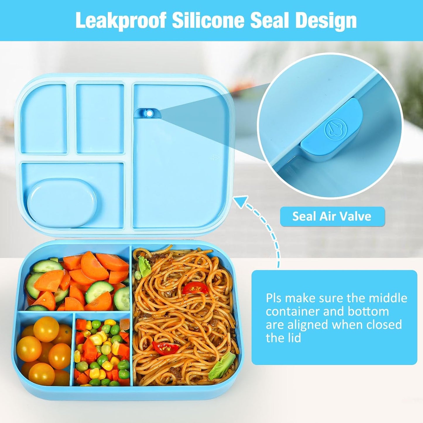 Caperci Bento Box for Kids - Stackable Leakproof Multiple Compartments Lunch Containers for Kids with Sauce Container, 5.8 Cups, Idea for School, On-the-go, Built-in Utensil Set, BPA Free (Purple)