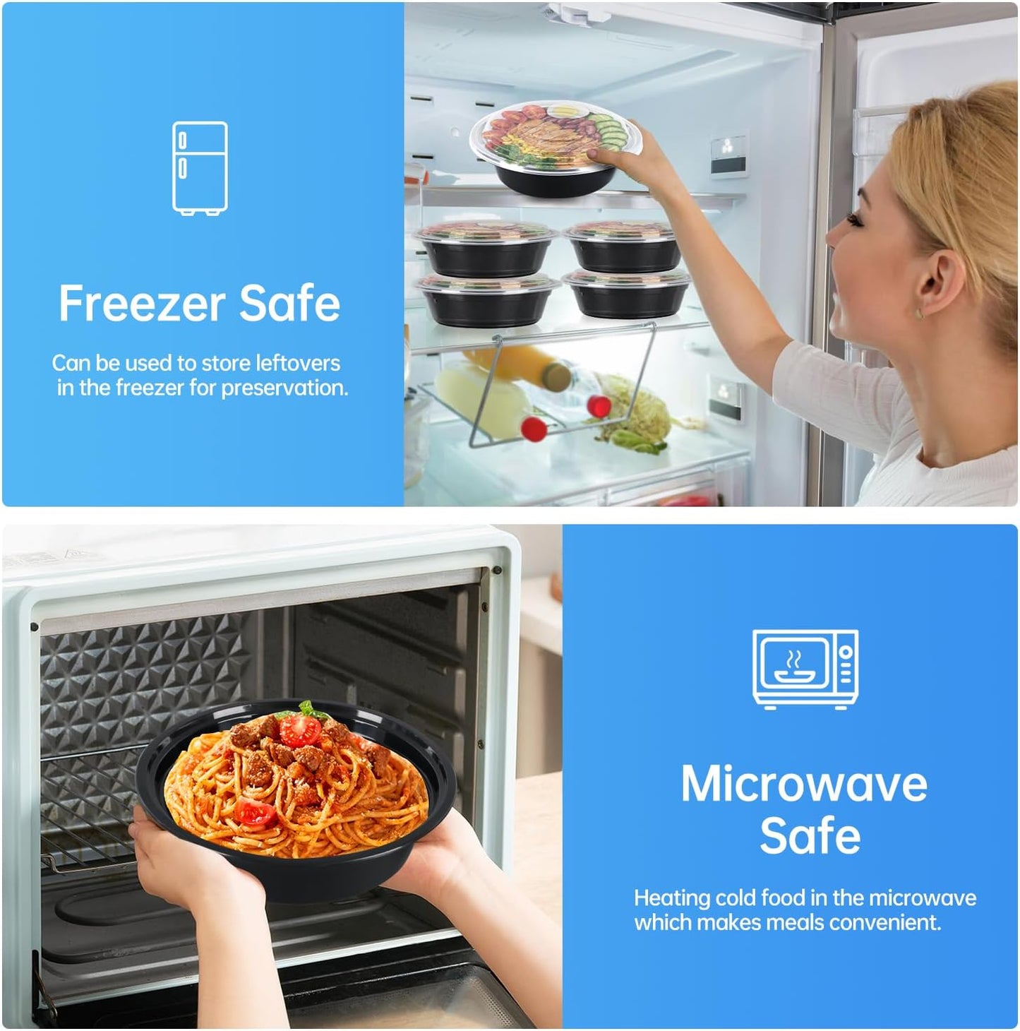 50 Pack (100-Piece) 28oz Meal Prep Containers, 50 Pack (100-Piece) Rectangle,BPA-Free, Food Safe & Leakproof Reusable Plastic Food Storage – Microwave Safe, Stackable Takeout Boxes