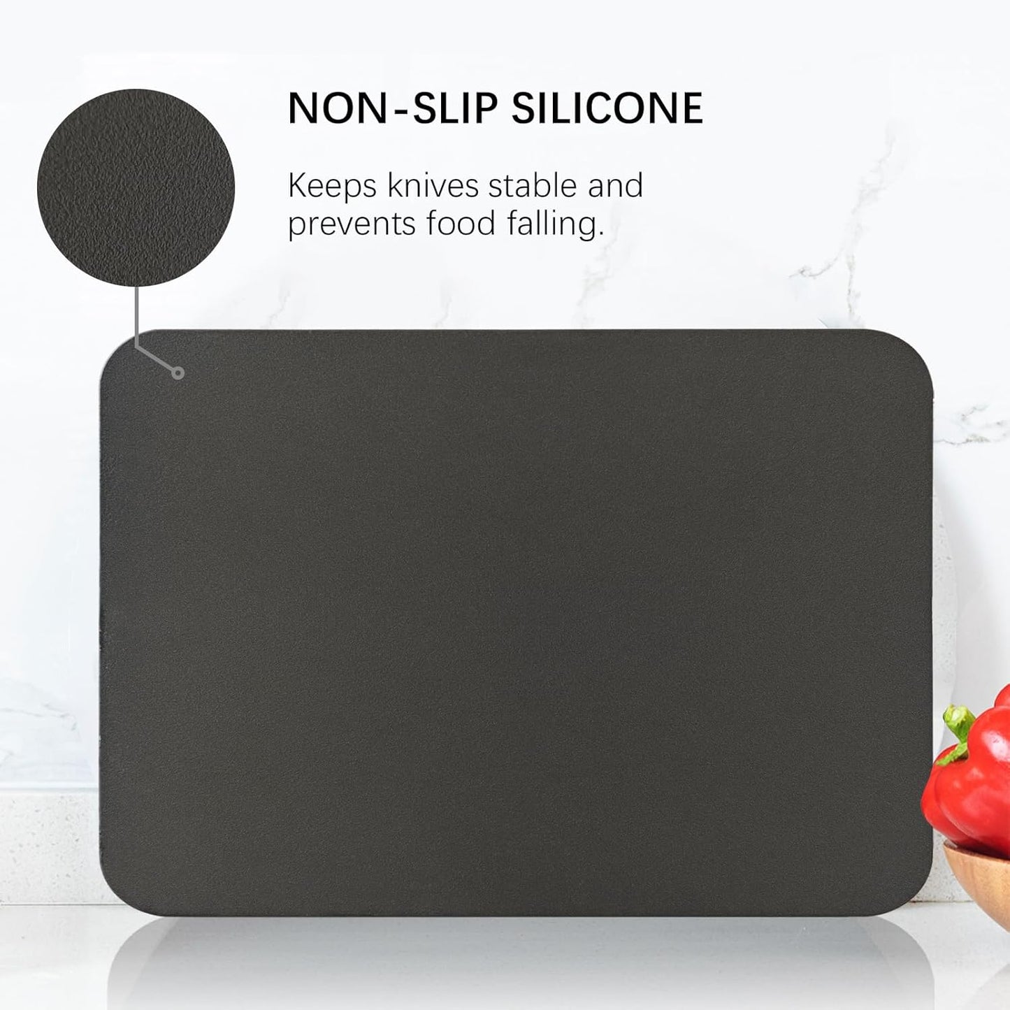 ZVP Thick Silicone TPU Cutting Board Mats for Kitchen, Flexible Rubber Cutting Boards, Anti-Slip Cutting Mats, Semicircle Chopping Board, BPA Free Dishwasher Safe, 2 Pieces