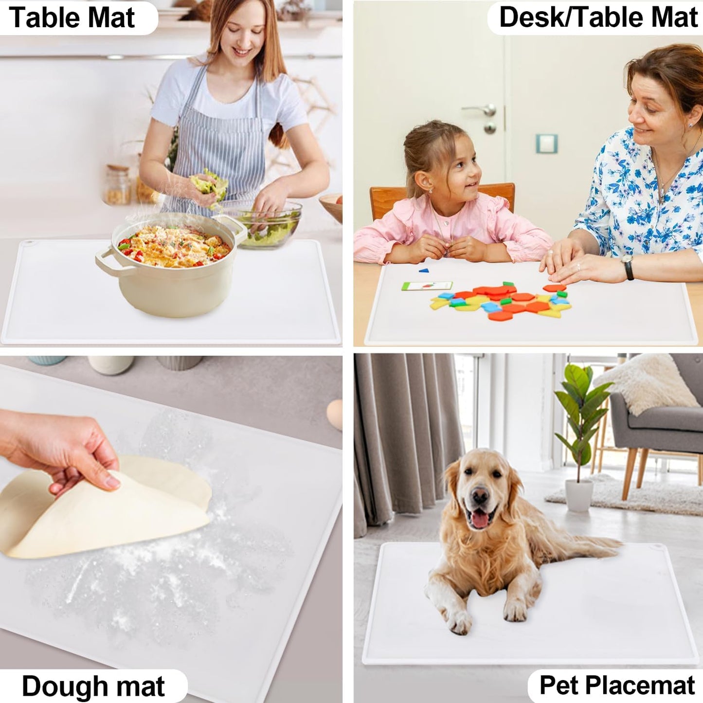 Extra Large Silicone Mat, 31.5x23.6 Inch Heat Resistant Mat for Kitchen Counter, Non Stick Silicone Baking Mat for Dough and Pastry, Thick Silicone placement Countertop Protector, Black countertop mat