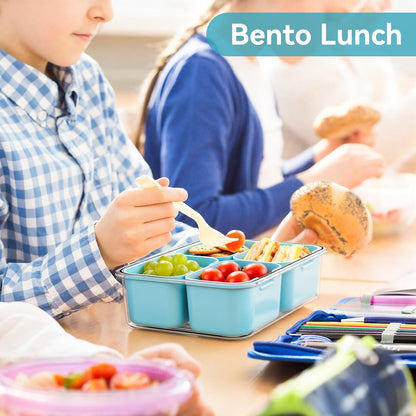 Small Snack Box Containers for Adults Men Women with 4 Compartments,Reusable Bento Box Adult Food Trays for Fruit,Charcuterie,Pink Lunch Box Divided Serving Tray with Lid and Handle for Work Travel