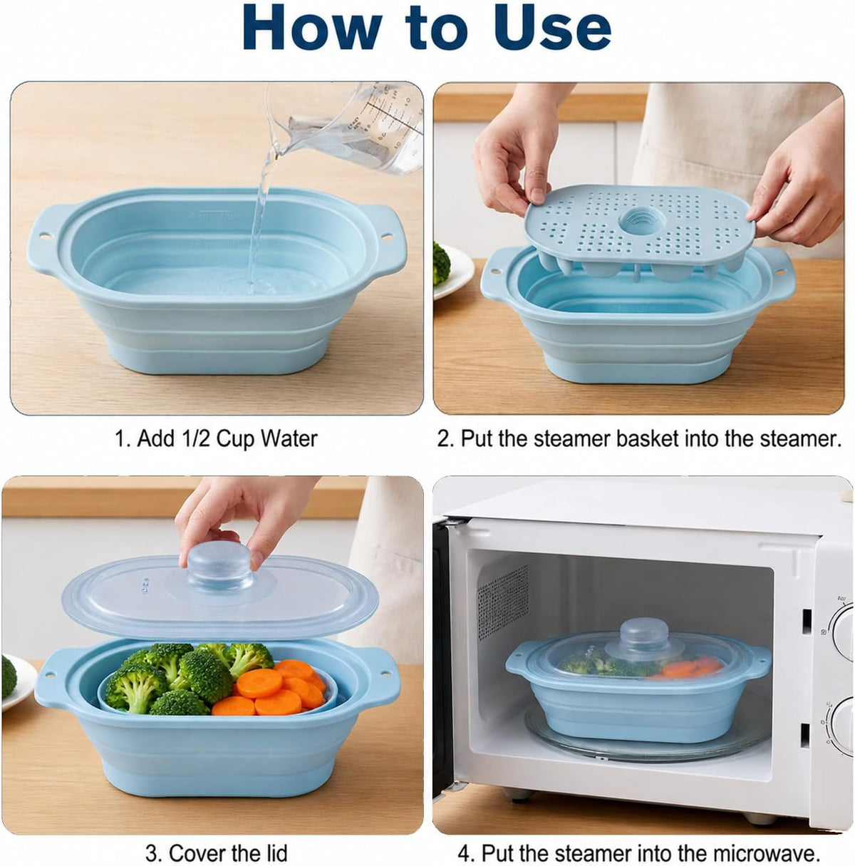 40oz Silicone Microwave Steamer For Cooking Food, Vegetable Steamer, Grey