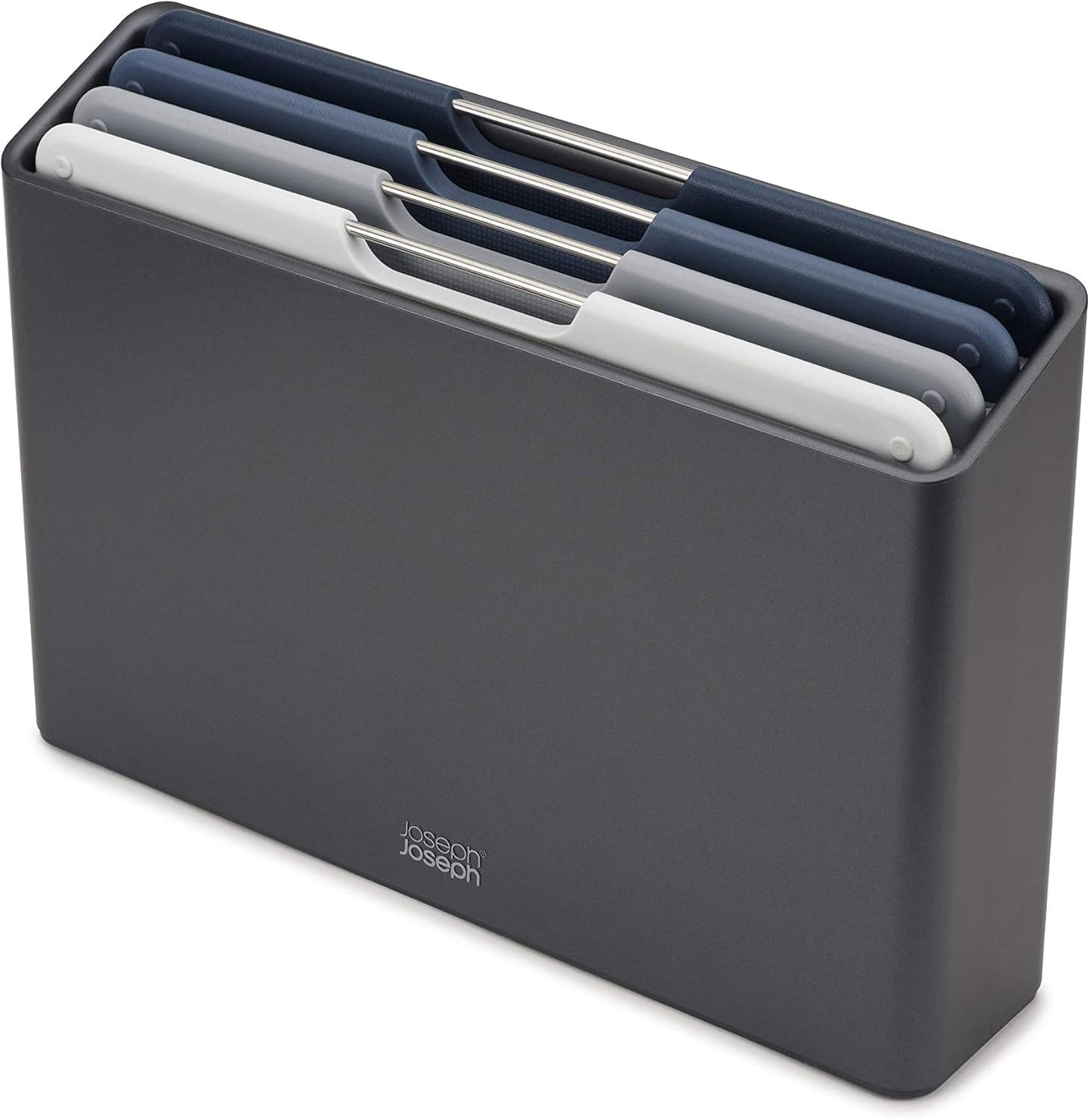 Joseph Joseph Folio 4-Piece Colour coded Cutting Board Set, Slimline case for organized Kitchen storage, Graphite