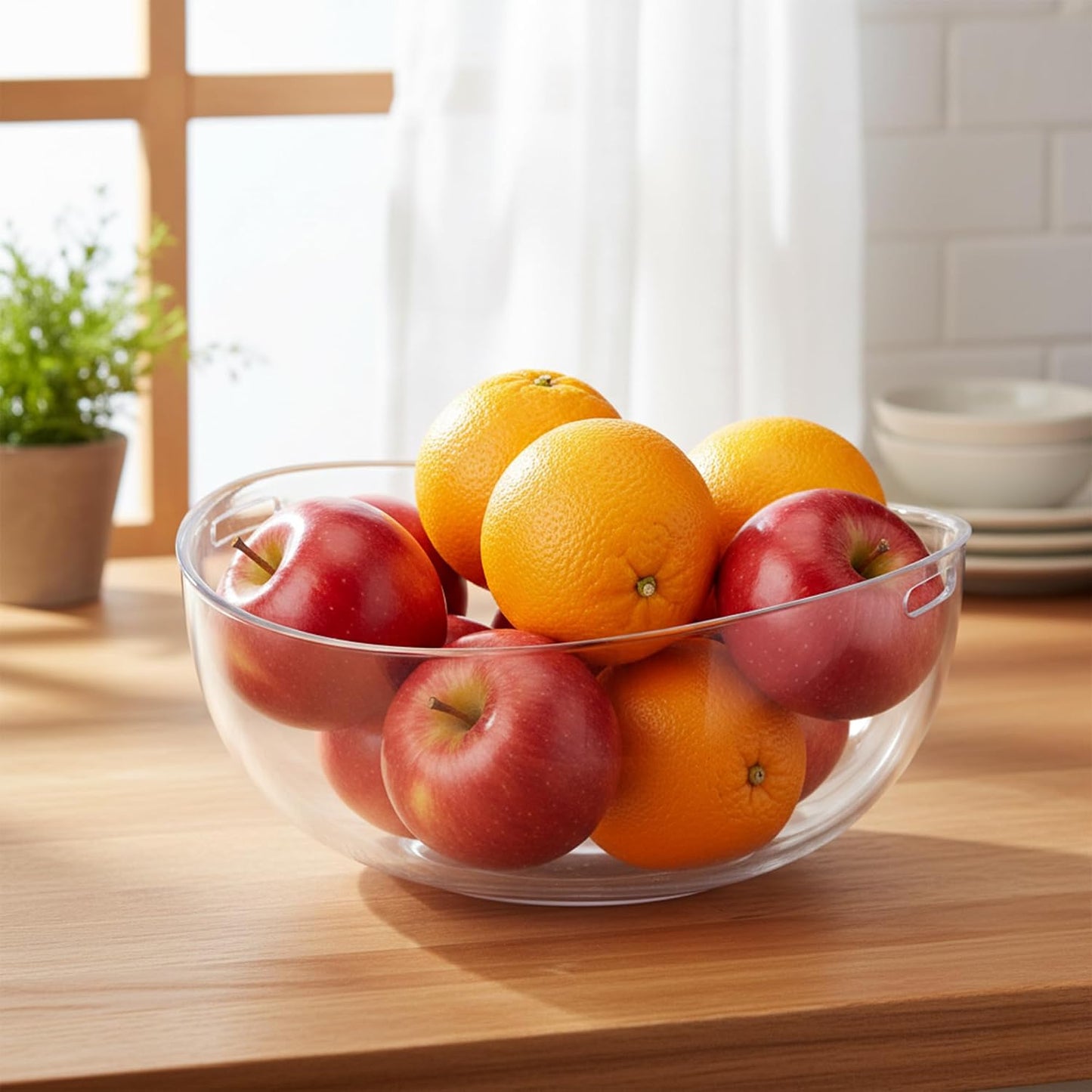 Amazing Abby - Charlotte - Plastic Chip and Dip Bowl, Clear Serving Platter, Unbreakable Party Appetizer Tray, BPA-Free, Dishwasher-Safe, Great for Chips, Salsa, Veggies, Snacks, and More
