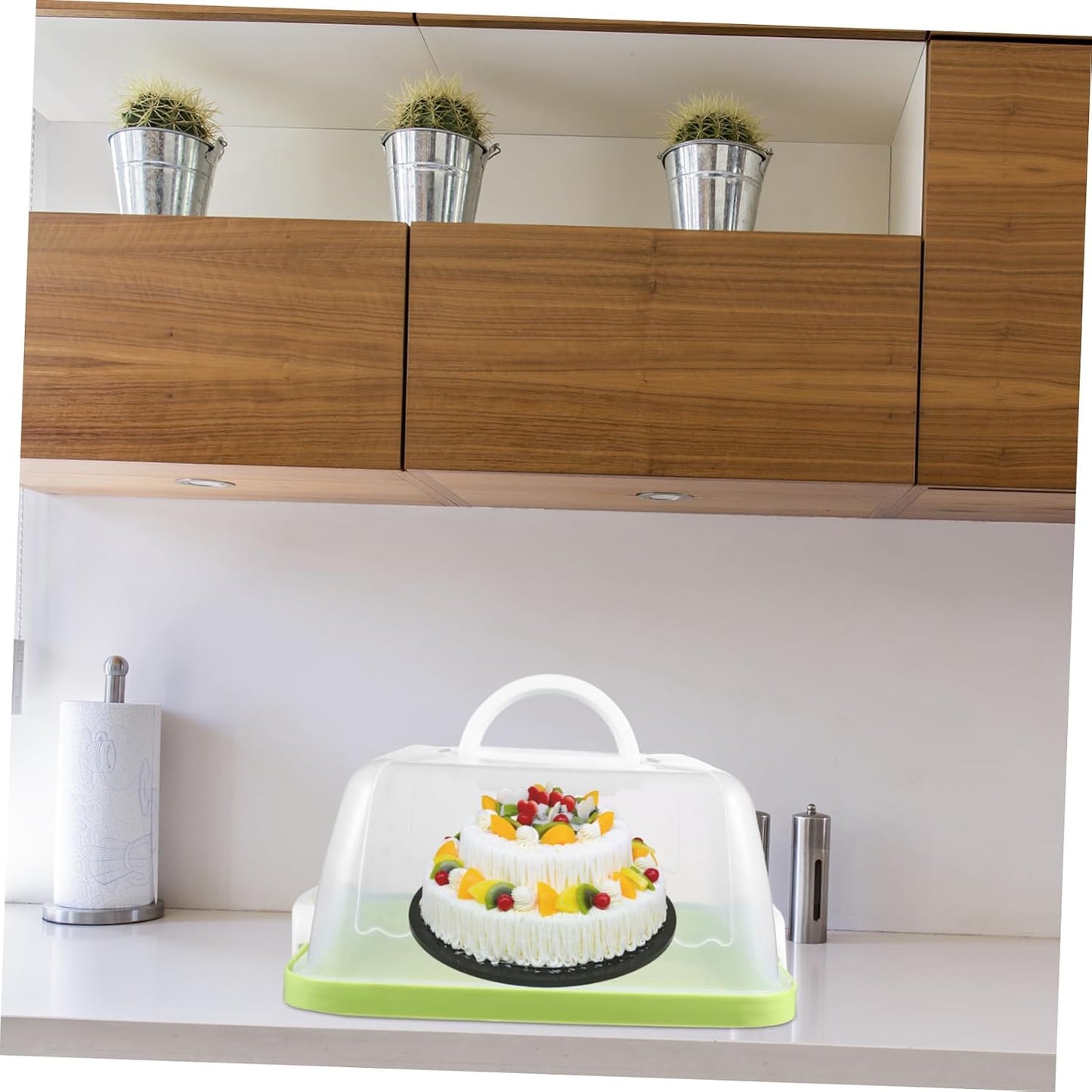 Square Cake Carrier Cover Portable Cake Carrier Cake Storage Box Handle Blue 8 Inch