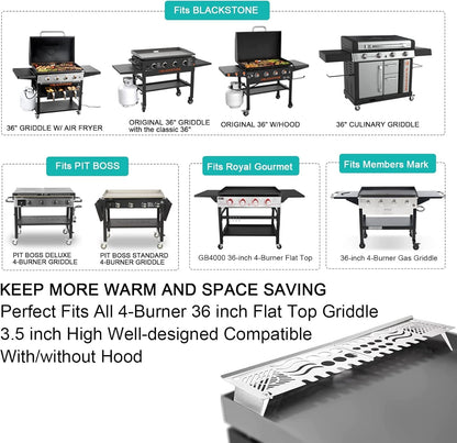 Utheer 2-Pack Griddle Warming Rack for Blackstone 28" Griddles, Stainless Steel Flat Top Grill Accessories | Reversible Rack Adds Prep Space, Foldable Clip-On Design Expands Cooking & Holding Area