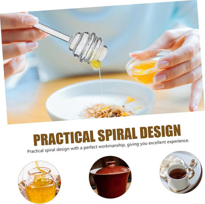 CALLARON Glass Honey Dipper Stirring Stick - Portable Household Honey Rod for Tea Coffee Jam - Practical Spiral Design 5.35 X 1.18 Inches