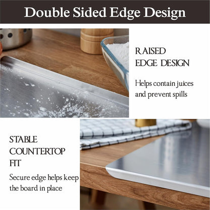 Stainless Steel Cutting Board with Lip, 3PCS Cutting Boards for Kitchen Set