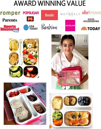 kinsho Bento Lunch-Box Set for Kids includes Snack Container | 6 and 3 Compartment Boxes Leakproof School Bentos, Meal Portion Control Containers, Boys Girls Adults, Navy Blue Large + MINI 2 Pack Set