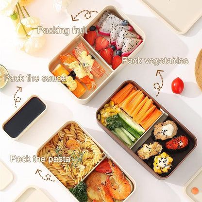 3 Compartments Bento Lunch box with Soup Bowl, Insulated Lunch Bag and Portable Utensils, Stainless Steel Camera Lunch Containers，Leak Proof Bento Box for Kids Adults Men Women…