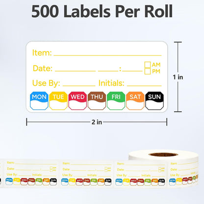 500 Pcs 1 inch X 2 inch Restaurant Quality Shelf Life Food Rotation Labels, Self-Adhesive Removable for Reusable Containers, Food Safety Date Sticker, Leftover Labels (1 * 2in-500pc-Yellow6)