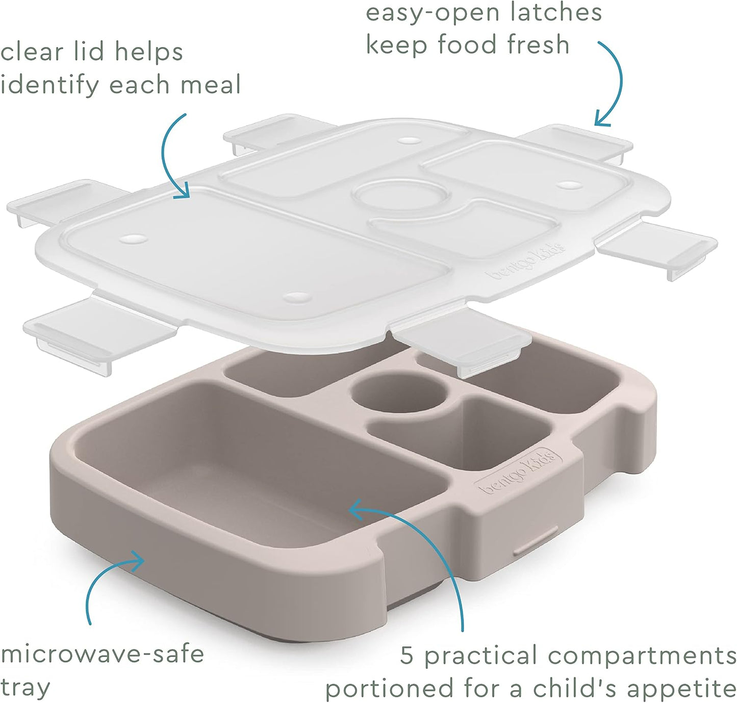 Bentgo® Kids Prints Tray with Transparent Cover - Reusable, BPA-Free, 5-Compartment Meal Prep Container with Built-In Portion Control for Healthy Meals At Home & On the Go (Mermaids in the Sea)