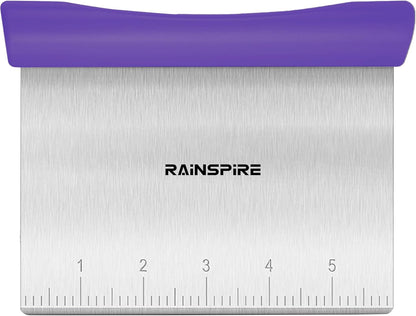 Rainspire Bench Scraper, Stainless Steel Dough Scraper, Pastry Scraper, Pizza and Dough Cutter Multi-Purpose Scraper/Chopper, Pizza Cutter Food Chopper Baking Supplies Kitchen Gadgets, Black