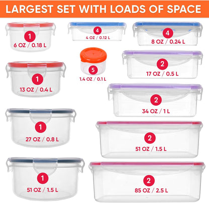 70 Pcs Large Food Storage Containers with Lids Airtight-2500ML to Small Box,Total 22812 ML Stackable Kitchen Bowls Set(35 Containers,35 Lids)-BPA Free Leak proof Plastic Boxes-Microwave safe